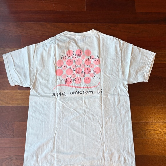 Alpha Omicron Pi Vintage Sisterhood T-Shirt with Misspelled Word - Picture 3 of 9